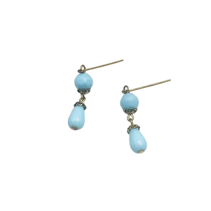 Blue Glass Gold Dangle Doll Earrings • 18 Inch Fashion Doll Jewelry