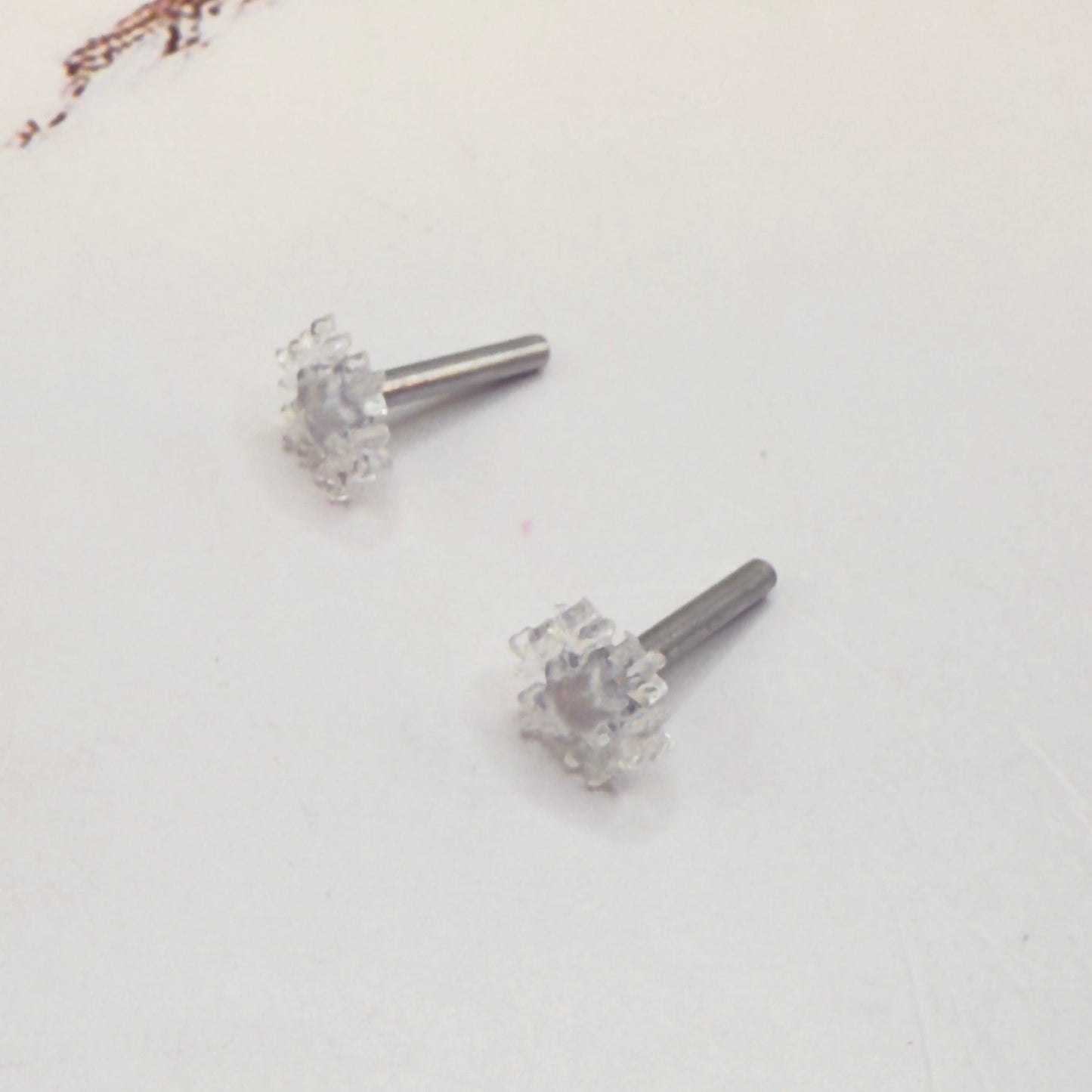Acrylic Clear Glittery  Snowflake Post Doll Earrings • 2mm Post for 18 Inch Fashion Doll