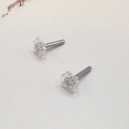 Acrylic Clear Glittery  Snowflake Post Doll Earrings • 2mm Post for 18 Inch Fashion Doll