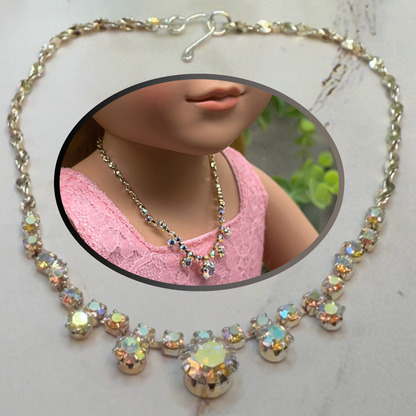 AB Aurora Borealis  Rhinestone Doll Necklace• 18 Inch Fashion Doll Jewelry