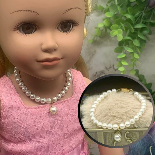 Pearl Strand Doll Necklace W/ Pendant • 18 Inch Fashion Doll Jewelry