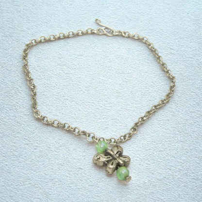 Butterfly Charm Green Bead Accents Silver Chain Doll Necklace • 18 Inch Fashion Doll Jewelry