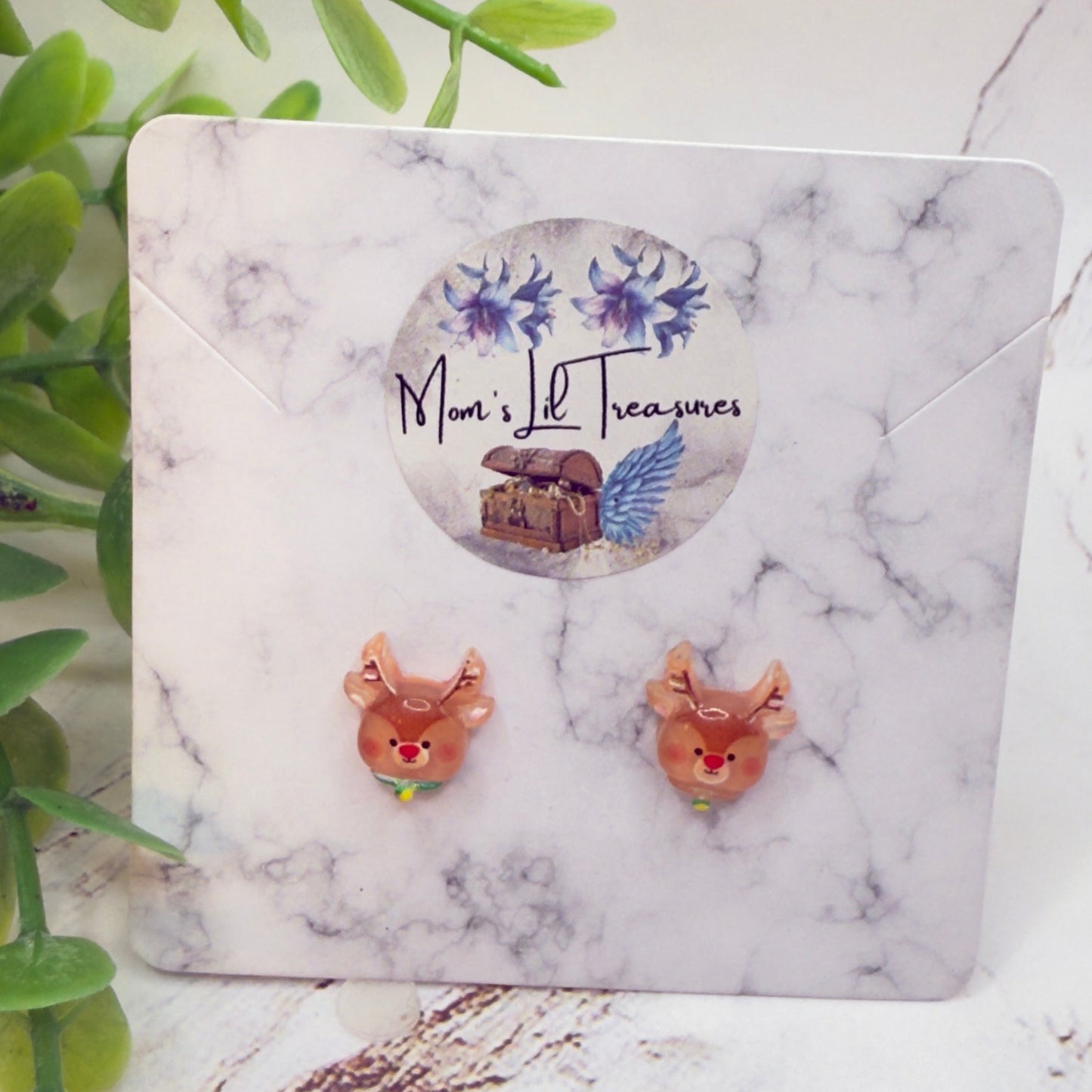 Rudolph Reindeer Christmas Post Doll Earrings • 18 Inch Fashion Doll Jewelry
