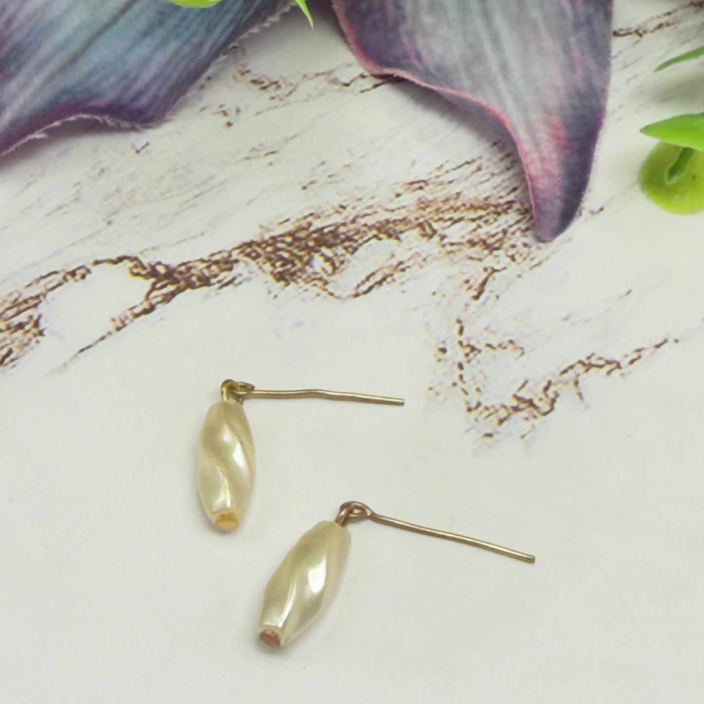 Wavy Elongated Pearl Drop Doll Earrings • 18 Inch Fashion Doll Jewelry