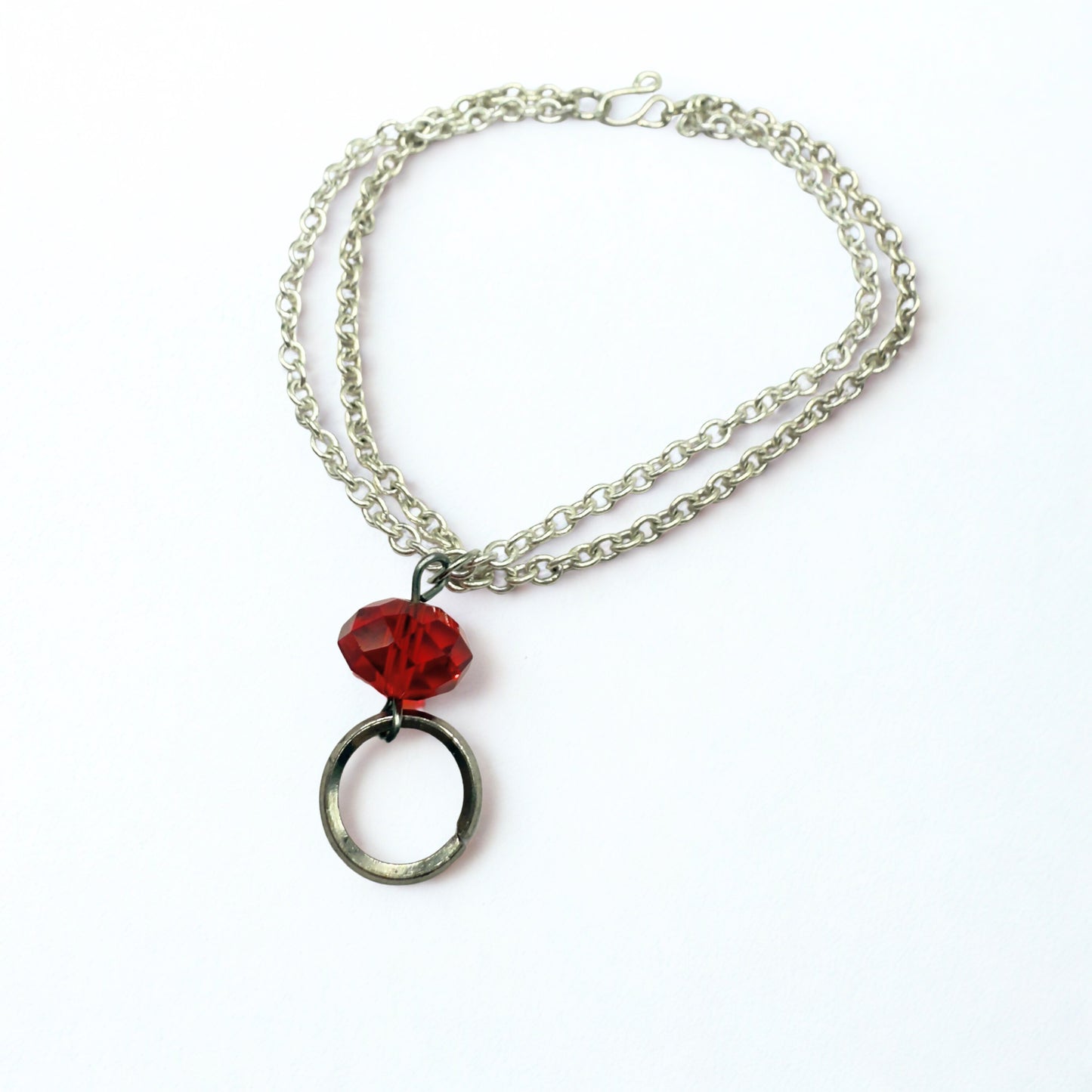 Red Acrylic Crystal Silver Circle Dangle Doll Necklace & Earrings • 18 Inch Fashion Doll Jewelry