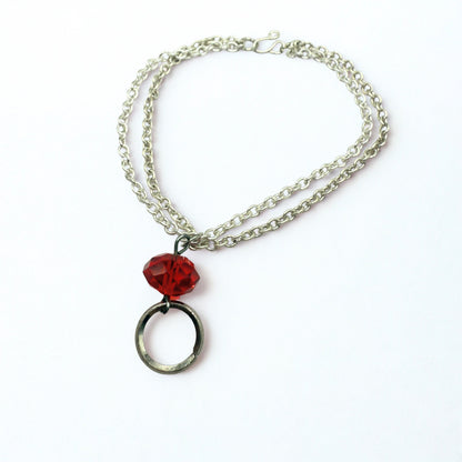 Red Acrylic Crystal Silver Circle Dangle Doll Necklace & Earrings • 18 Inch Fashion Doll Jewelry