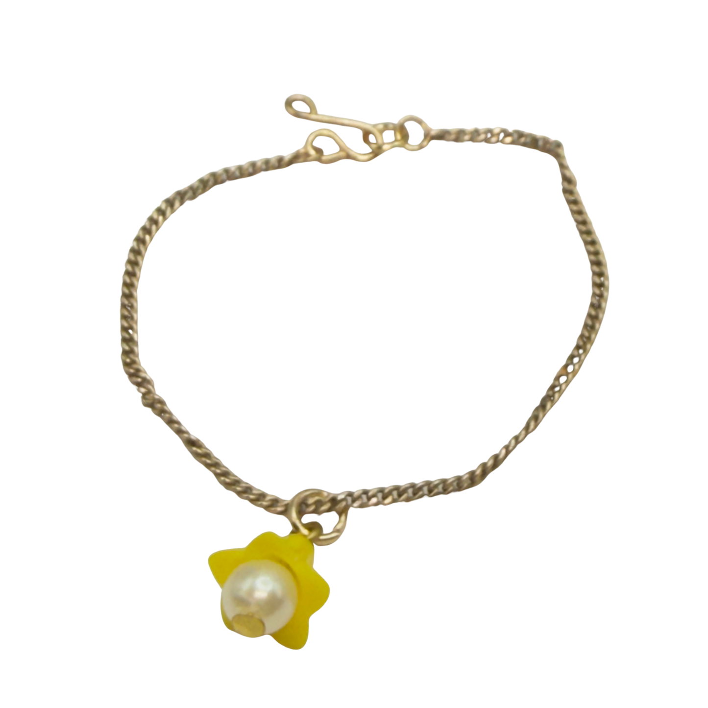 Yellow Flower Pearl Center Charm Gold Chain Doll Necklace • 14 Inch Fashion Doll Jewelry