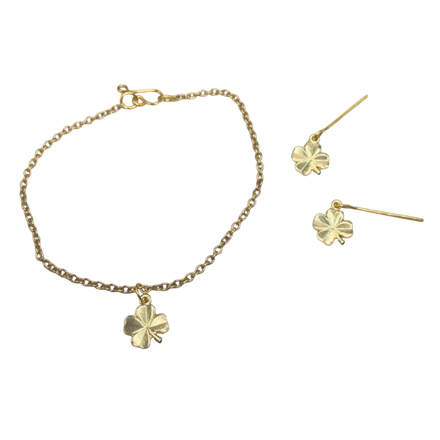 Gold Clover Charm Doll Necklace & Earrings • 18 Inch Fashion Doll Jewelry