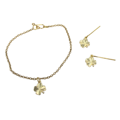 Gold Clover Charm Doll Necklace & Earrings • 18 Inch Fashion Doll Jewelry