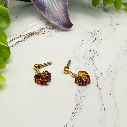 Autumn Fall Leaf Dangle 2mm Post Doll Earrings | fits 18 Inch Dolls • American Girl