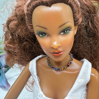 Multi Color Rhinestone Silver Doll Necklace • 16 Inch Fashion Doll Jewelry