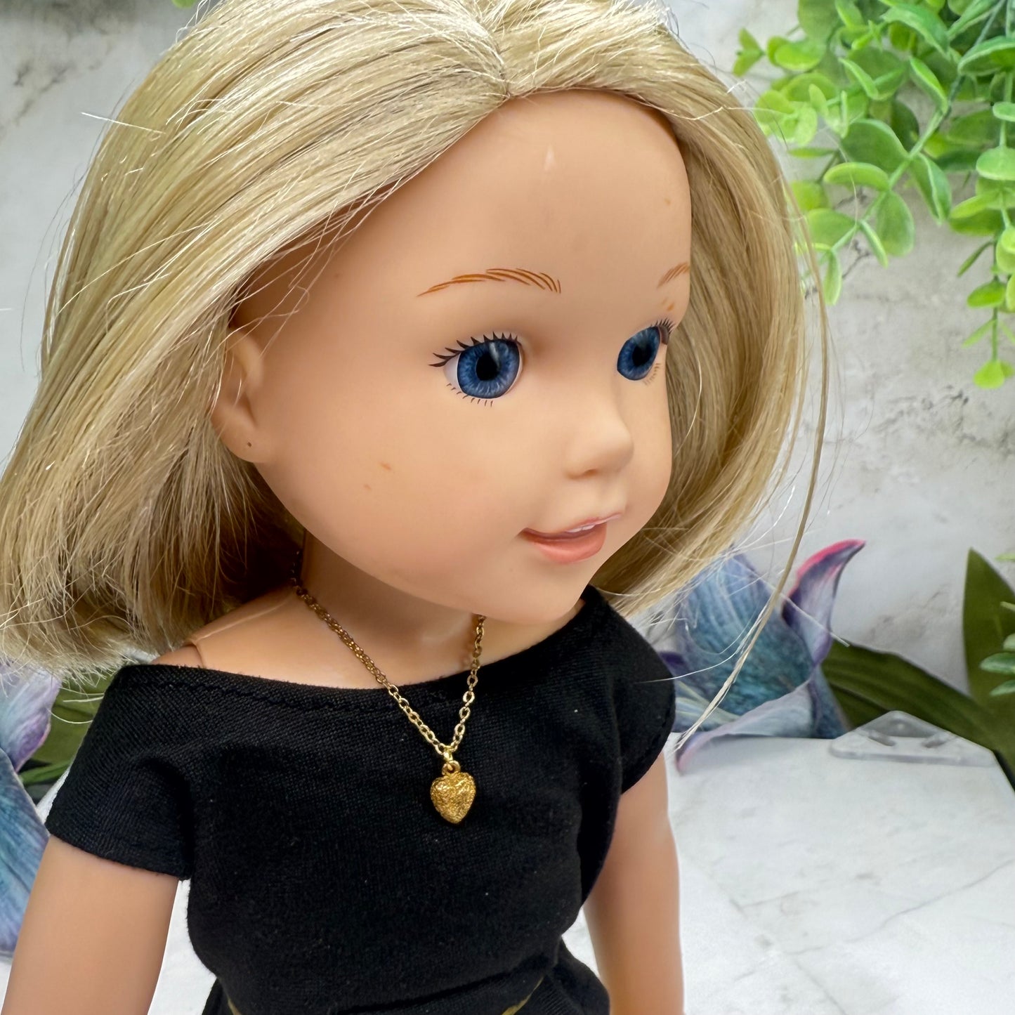 Gold Heart Charm Doll Necklace • 14 Inch Fashion Doll Jewelry