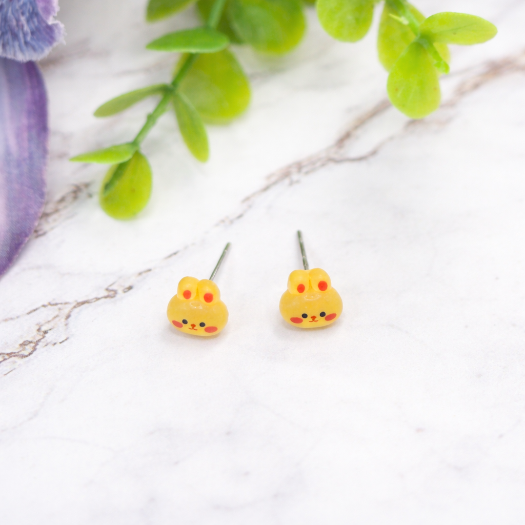 Yellow Bunny Easter Post Doll Earrings • 18 Inch Fashion Doll Jewelry