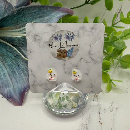 Ghost Pumpkin Hat Halloween Stud Doll Earrings • 18 Inch Fashion Doll Jewelry