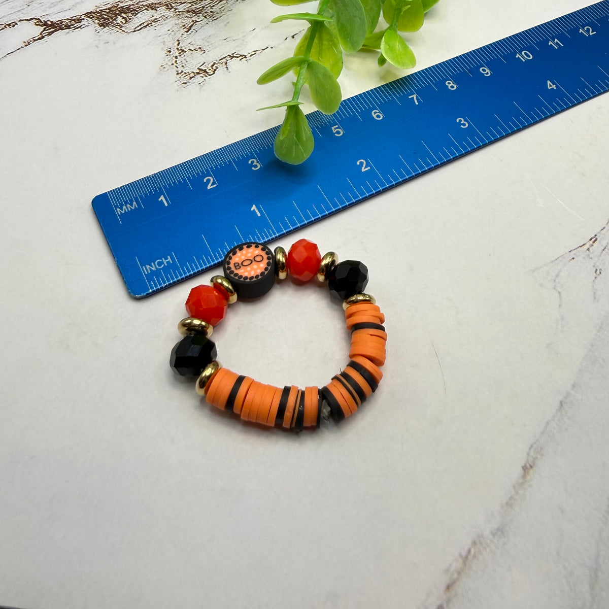Orange Black Red Beaded Boo Halloween Stretch Bracelet | for 18 Inch Fashion Doll