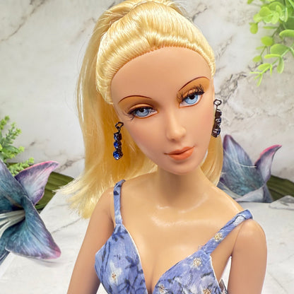 Blue Rhinestone Dangle Doll Earrings • 16 Inch Fashion Doll Jewelry