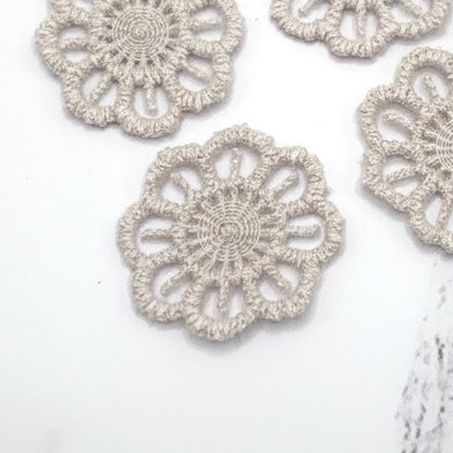 Set Of Four Beige Crochet Fabric Doily Doilies • Dollhouse Decor Miniatures