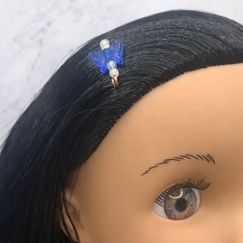 Blue Butterfly Doll Barrettes for 14” Doll • Hair Accessories