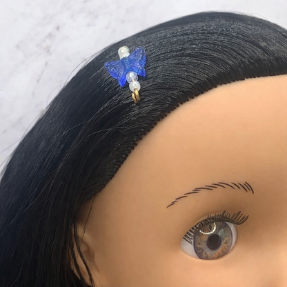 Blue Butterfly Doll Barrettes for 14” Doll • Hair Accessories