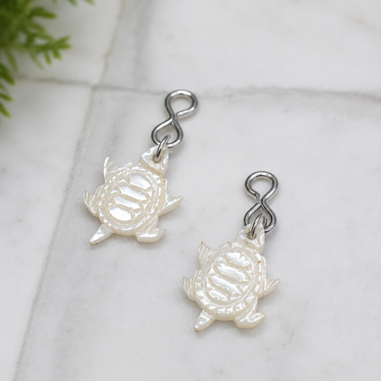 MOP Turtle Design Doll Earring DANGLE ONLY • 18” Doll Jewelry