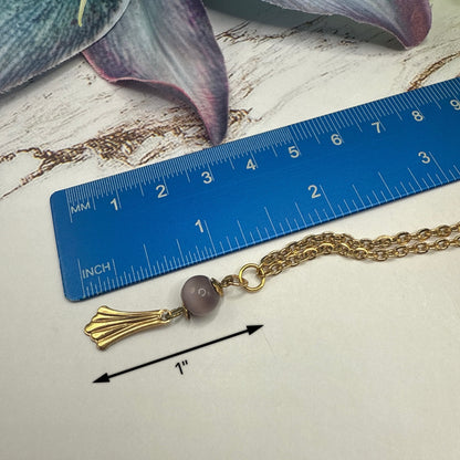 Mauve Purple Gold Fan Filigree Pendant Doll Necklace • 18 Inch Fashion Doll Jewelry