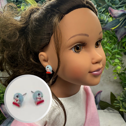 Christmas Snow Globe Post Doll Earrings• 18 Inch Fashion Doll Jewelry