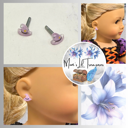 Purple Witch Hat Halloween 2mm Post Doll Earrings | fits 18 Inch Dolls • American Girl