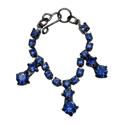 Blue Rhinestone Drop Black Metal Doll Necklace • 16 Inch Fashion Doll Jewelry