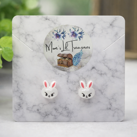 White Easter Bunny Post Doll Earrings • 18 Inch Fashion Doll Jewelry