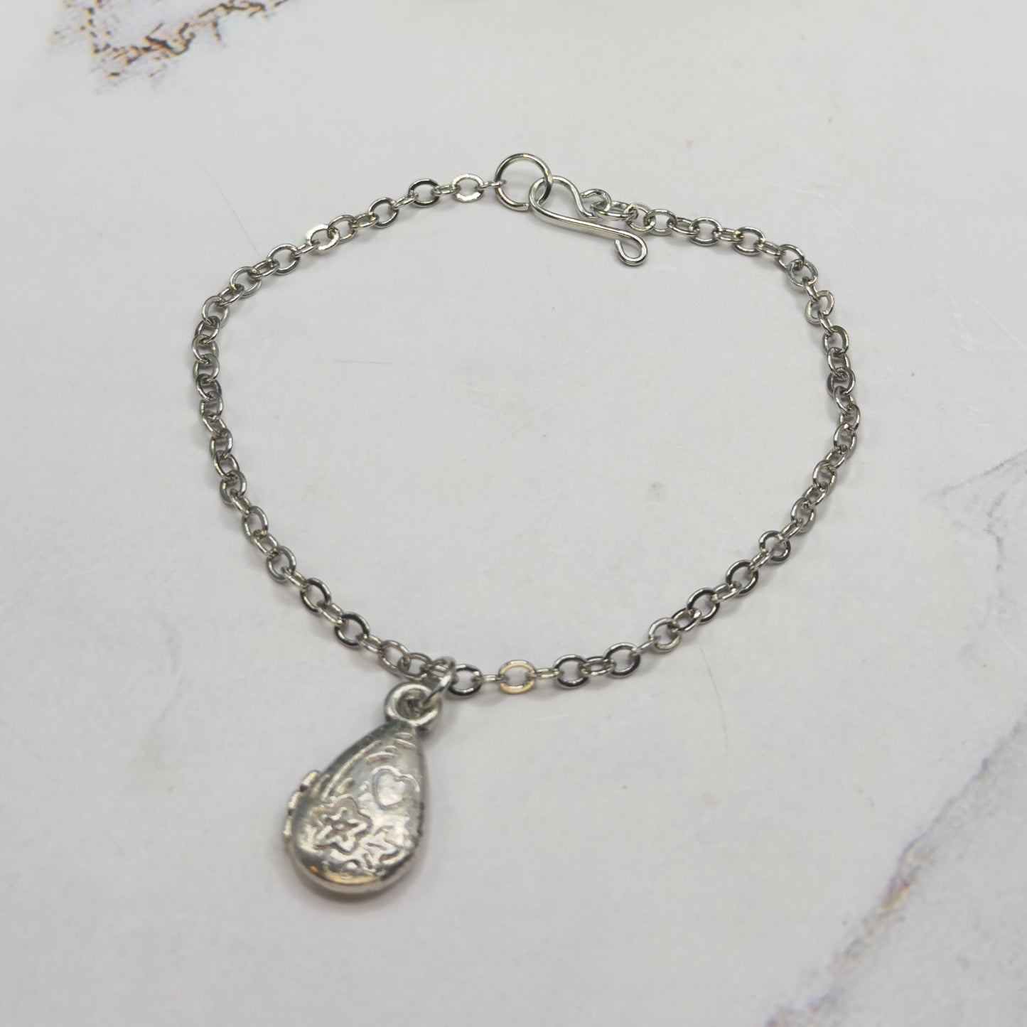 Teardrop Pendant Heart Flower Design Silver Doll Necklace • 18 Inch Fashion Doll Jewelry