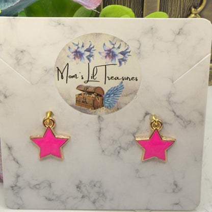 Hot Pink Star Charm Dangle Doll Earrings • 18 Inch Fashion Doll Jewelry