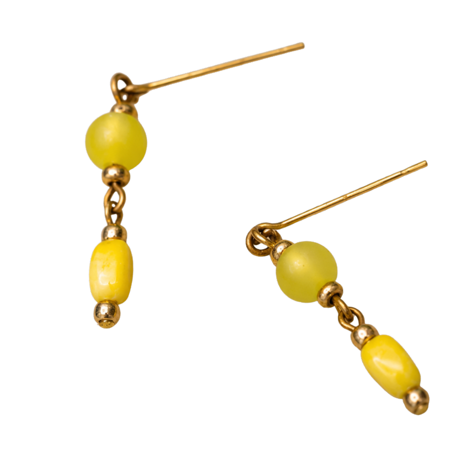 Yellow Glass Dangle Doll Earrings • 18 Inch Fashion Doll Jewelry