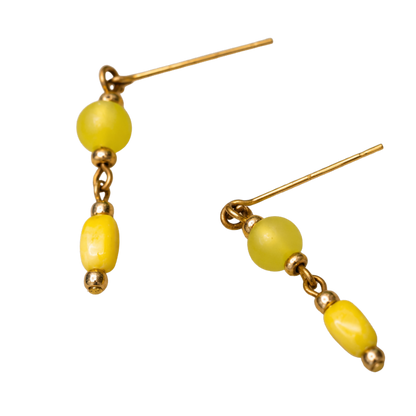 Yellow Glass Dangle Doll Earrings • 18 Inch Fashion Doll Jewelry