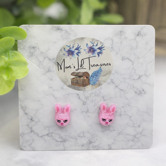 Pink Easter Bunny Post Doll Earrings • 18 Inch Fashion Doll Jewelry