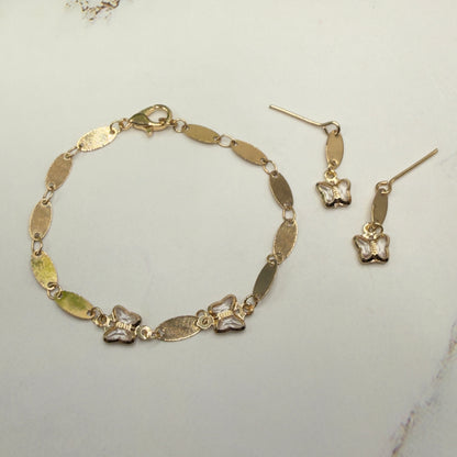 Gold Oval Link Clear Acrylic Crystal Butterfly Charm Doll Necklace & Earrings • 18 Inch Fashion Doll Jewelry