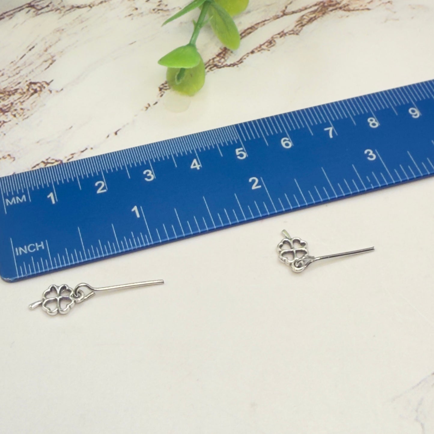 Green White Beaded Silver Four-Leaf Clover Shamrock Charm Doll Necklace & Earrings • 14 Inch Fashion Doll Jewelry
