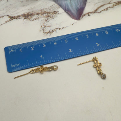 Gold Filigree Clear Rhinestone Dangle Doll Earrings • 18 Inch Fashion Doll Jewelry