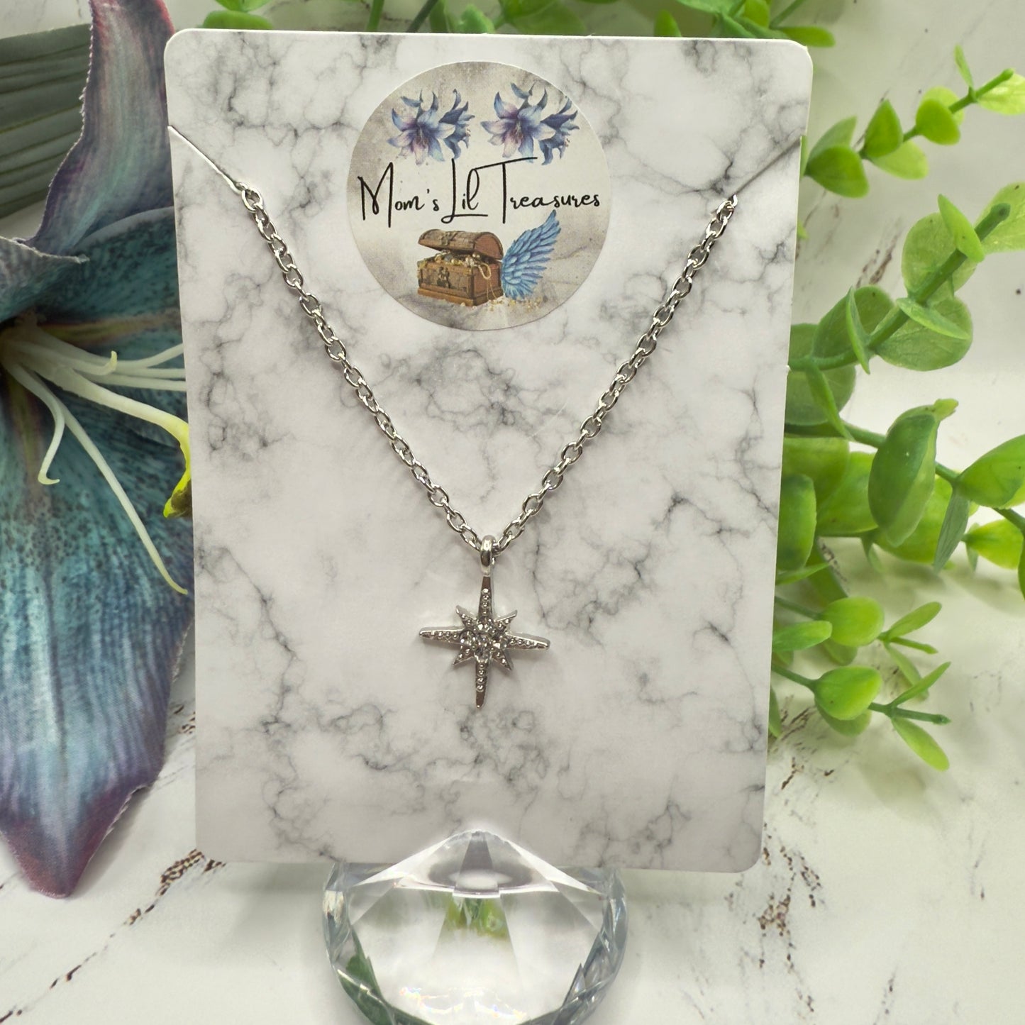 Silver Starburst Charm Doll Necklace • 18 Inch Fashion Doll Jewelry