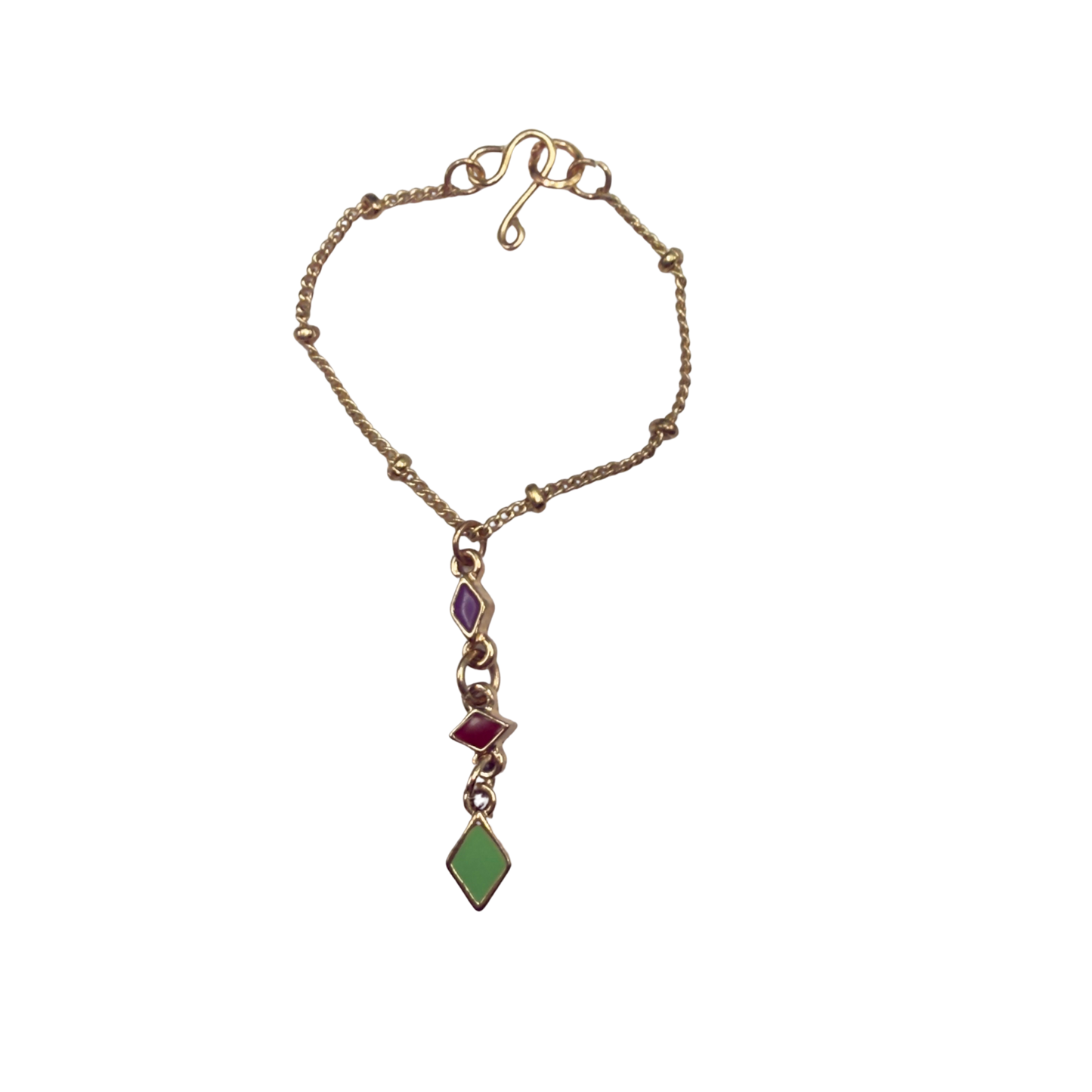 Multi Color Diamond Charm Y-Drop Gold Doll Necklace • 16 Inch Doll Jewelry