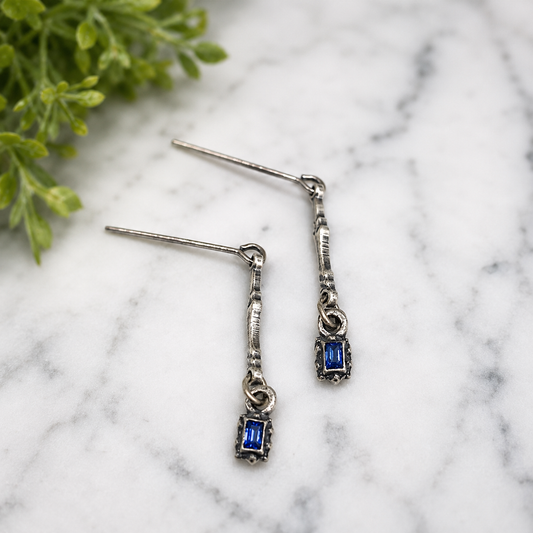 Blue Rhinestone Silver Dangle Doll Earrings • 18 Inch Fashion Doll Jewelry