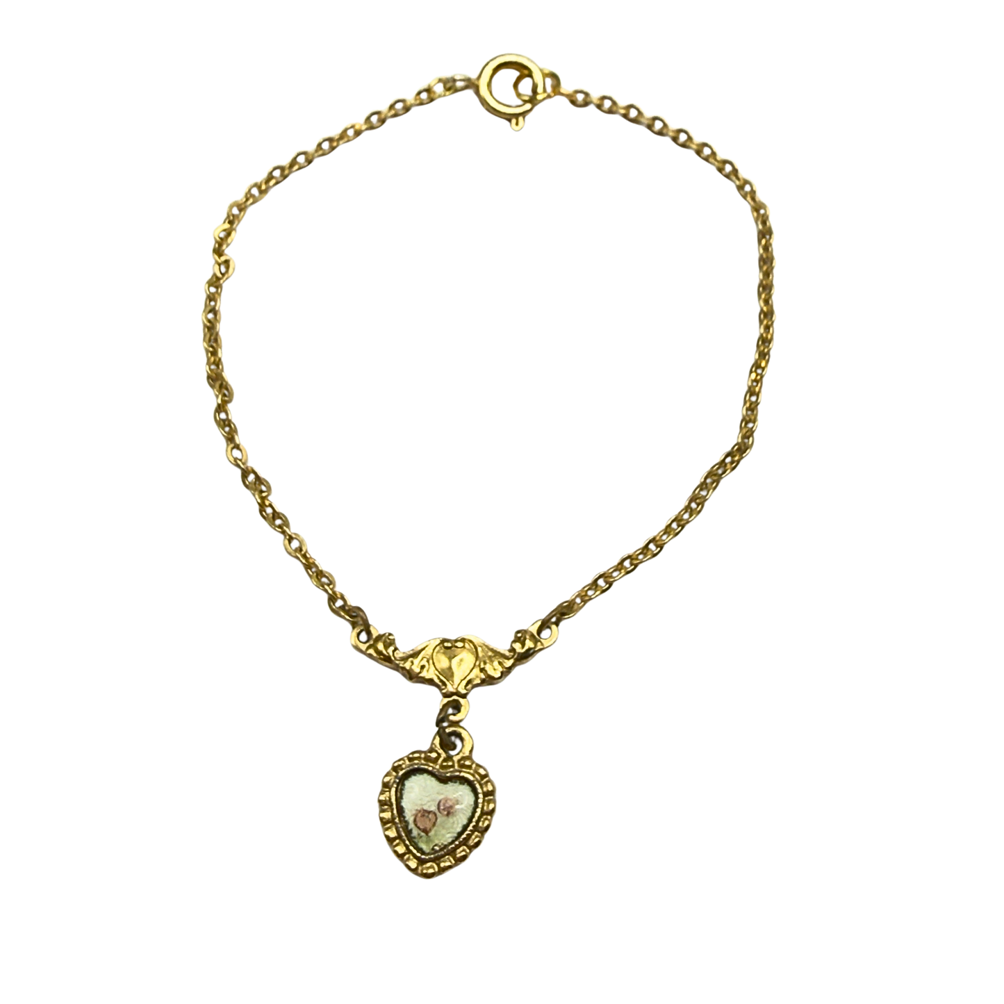 Gold Chain Enamel Rose Design Heart Pendant Doll Necklace • 18 Inch Fashion Doll Jewelry