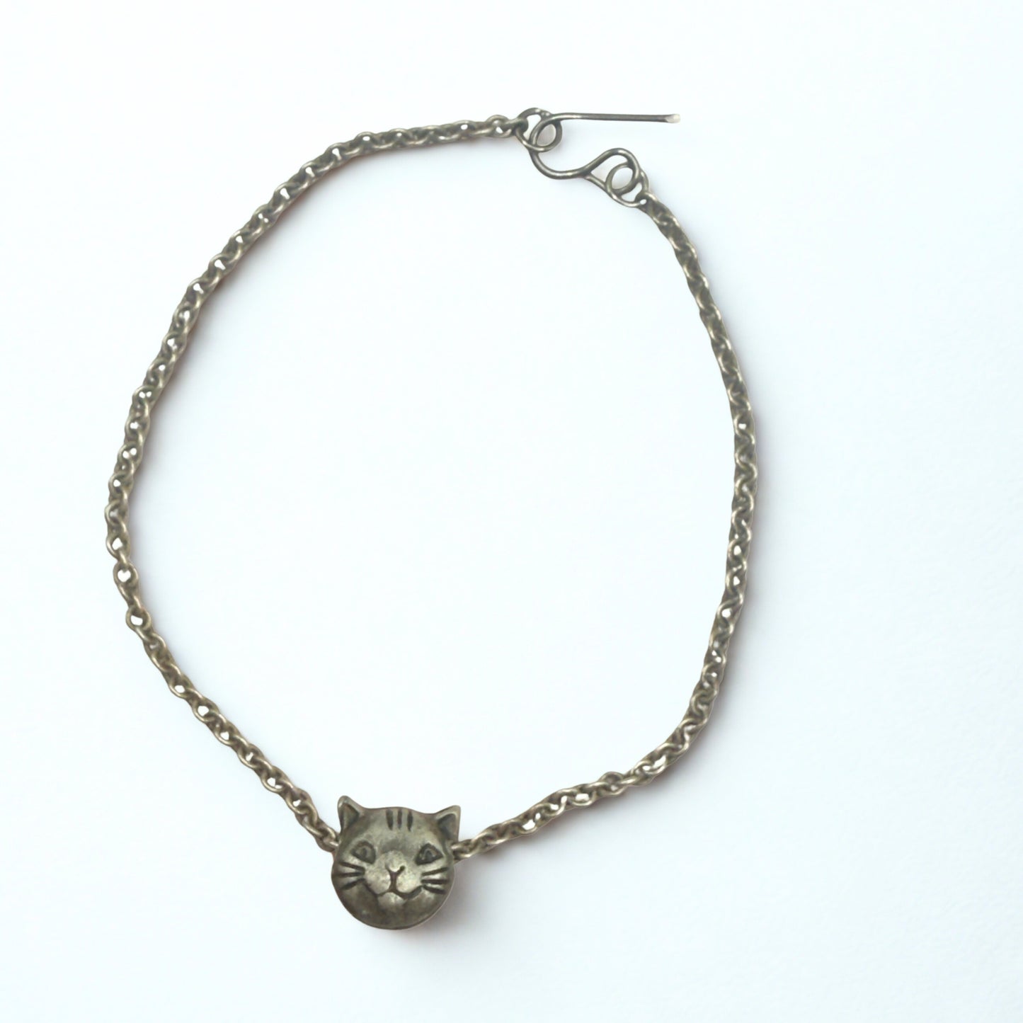 Silver Pewter Tone Cat Slide Charm Doll Necklace • 18 Inch Fashion Doll Jewelry