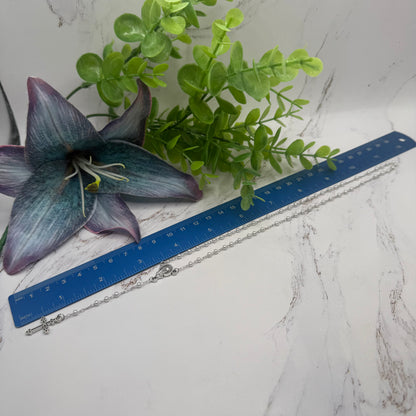 White Pearl Beaded Silver Chain & Cross • Doll Size Catholic Rosary for 18-22” Fashion or Vintage Dolls