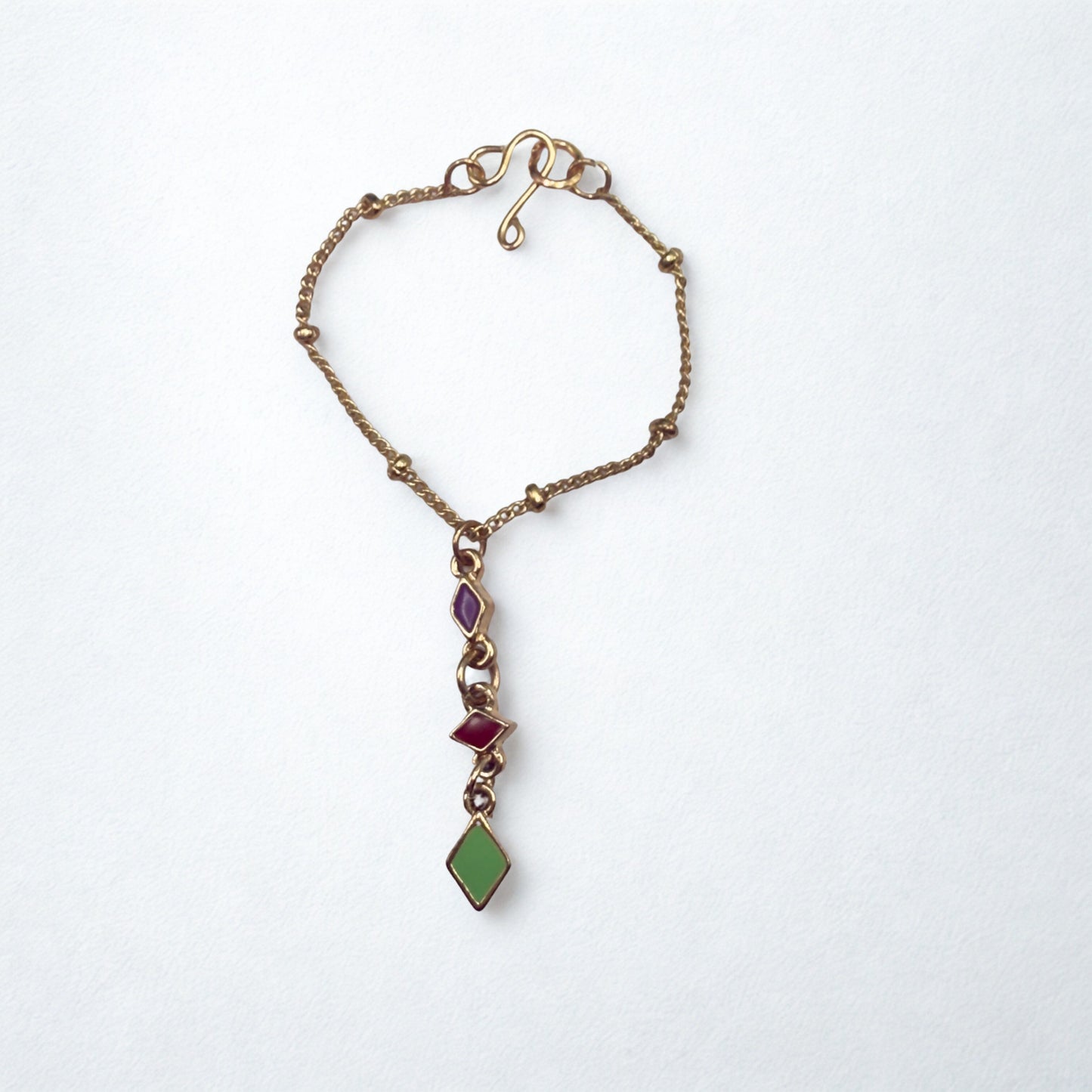 Multi Color Diamond Charm Y-Drop Gold Doll Necklace • 16 Inch Doll Jewelry