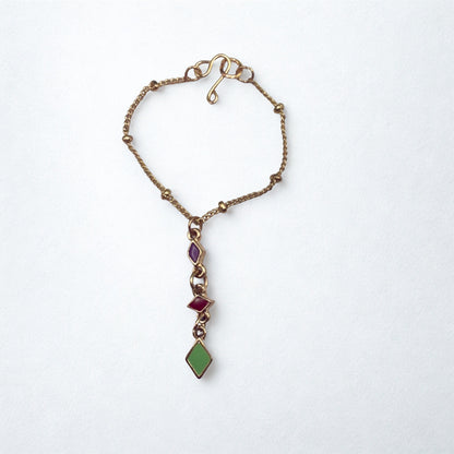 Multi Color Diamond Charm Y-Drop Gold Doll Necklace • 16 Inch Doll Jewelry