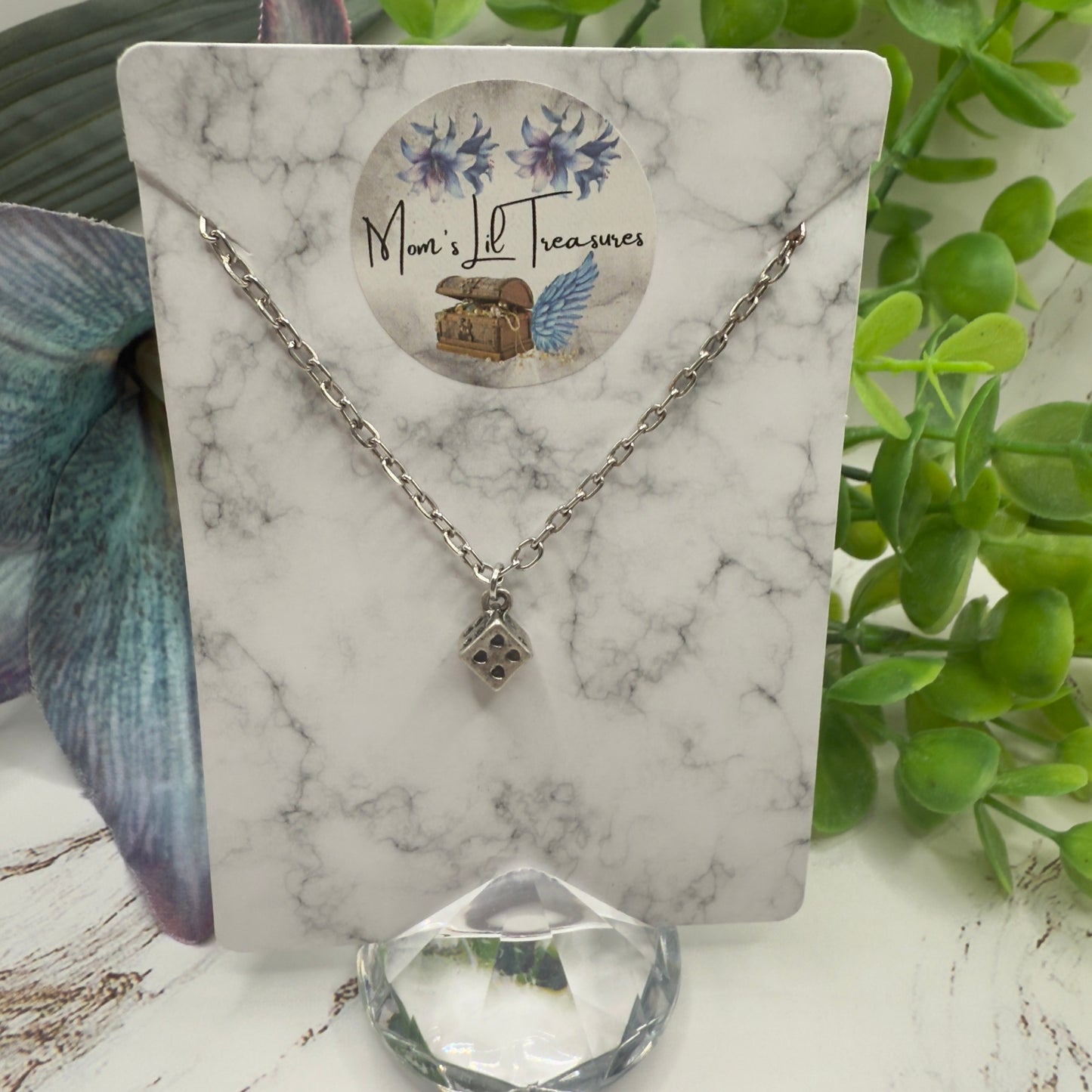 Silver Dice Charm Doll Necklace • 18 Inch Fashion Doll Jewelry