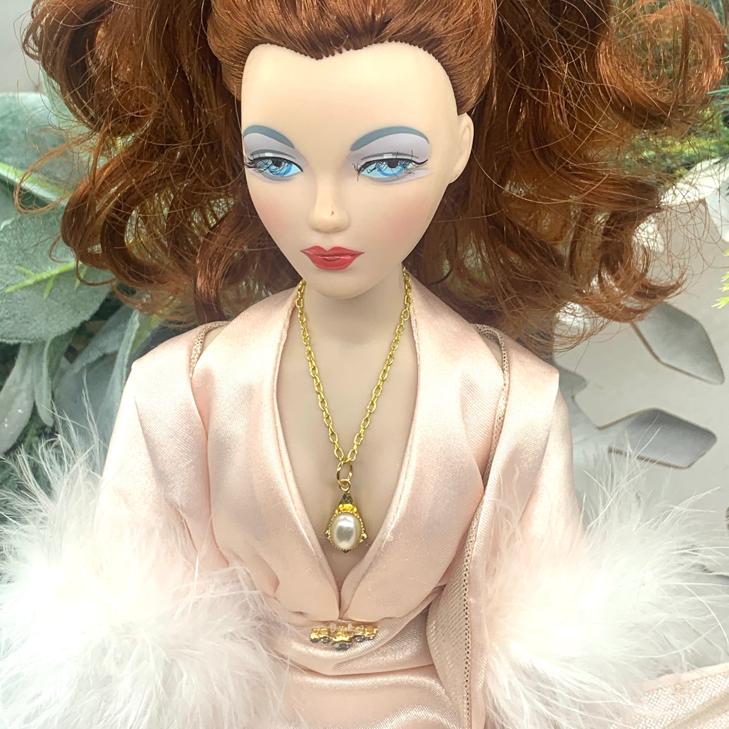Pearl Gold Pendant Gold Tone Chain Doll Necklace • 16” Fashion Doll Necklace