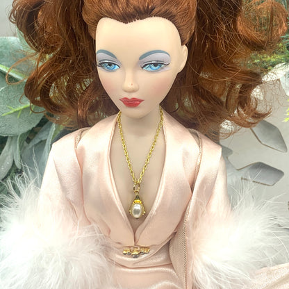 Pearl Gold Pendant Gold Tone Chain Doll Necklace • 16” Fashion Doll Necklace