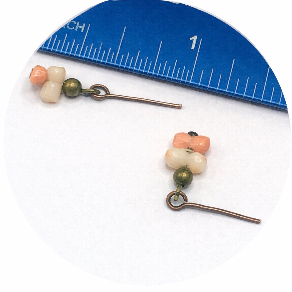 Coral & Cream Dangle Drop Doll Earrings • 10-12” Fashion Doll Jewelry
