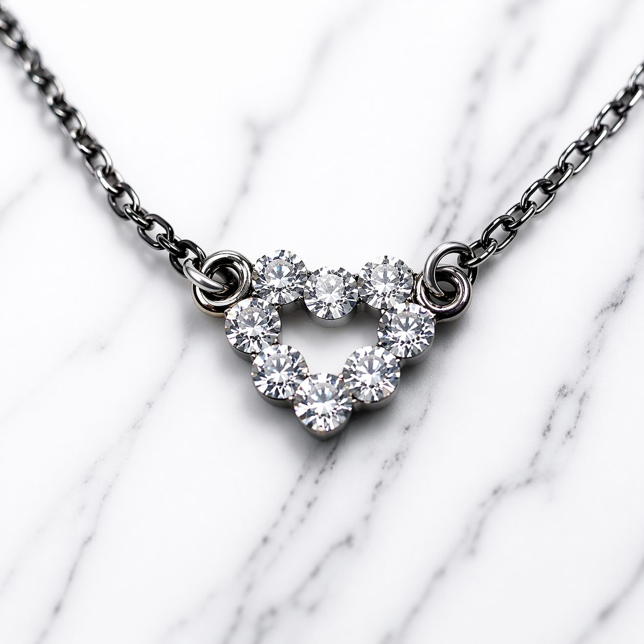 Silver Chain Rhinestone Heart Pendant Doll Necklace for 18 Inch Fashion Doll Jewelry